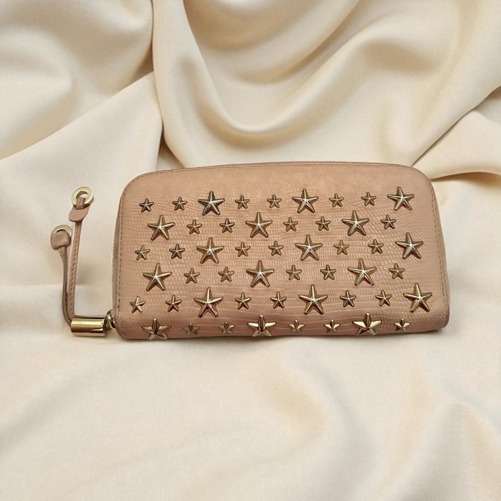 Jimmy Choo Pink Leather Long Zip Star Wallet